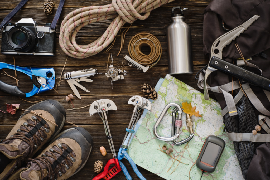Trekking-adventure-gear-flat-lay-complete-trekking-guide