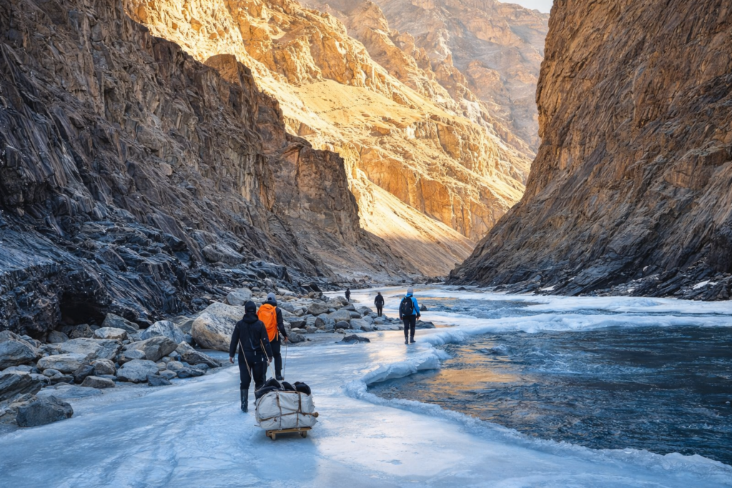 Trekkers-crossing-the-frozen-Zanskar-River_complete