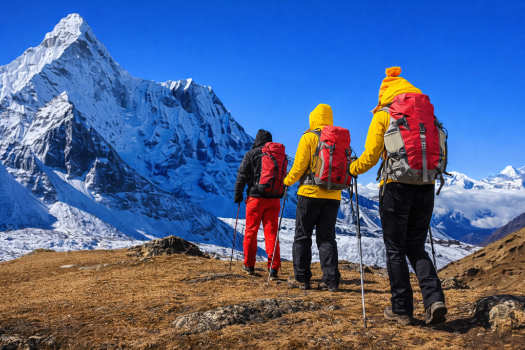Trekkers-on-rugged-mountain-trail-complete-trekking-guide