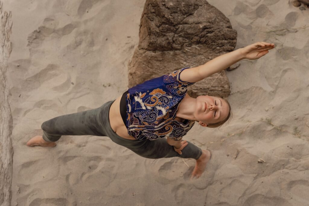 Women performing Yoga on Beach