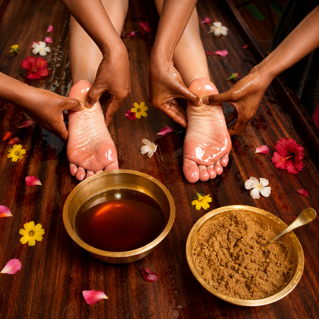 ayurveda-treatment-applied-on-feet-with-oil-turmeric